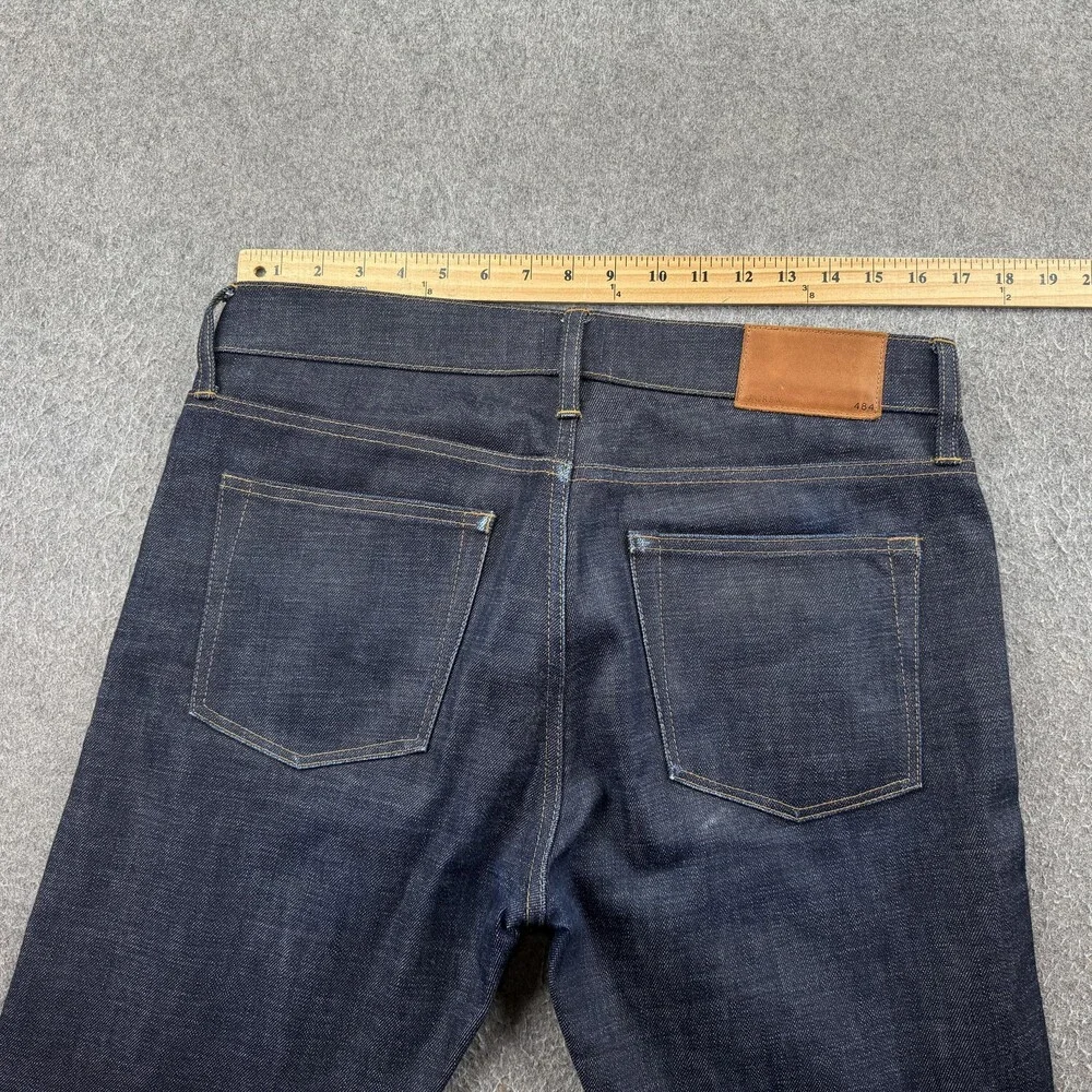 J.Crew Jeans Mens 33x32 Blue Dark Wash 484 Slim Straight Selvage Denim Pants